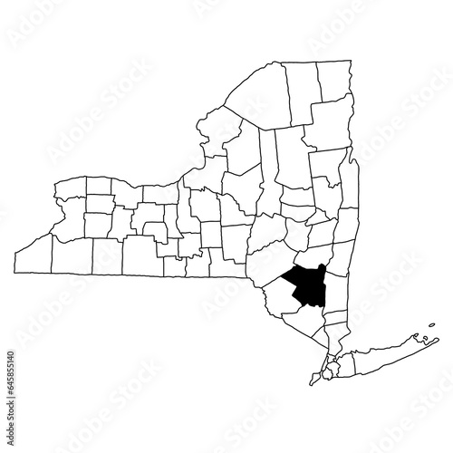 Map of Ulster County in New York state on white background. single County map highlighted by black colour on New york map . photo
