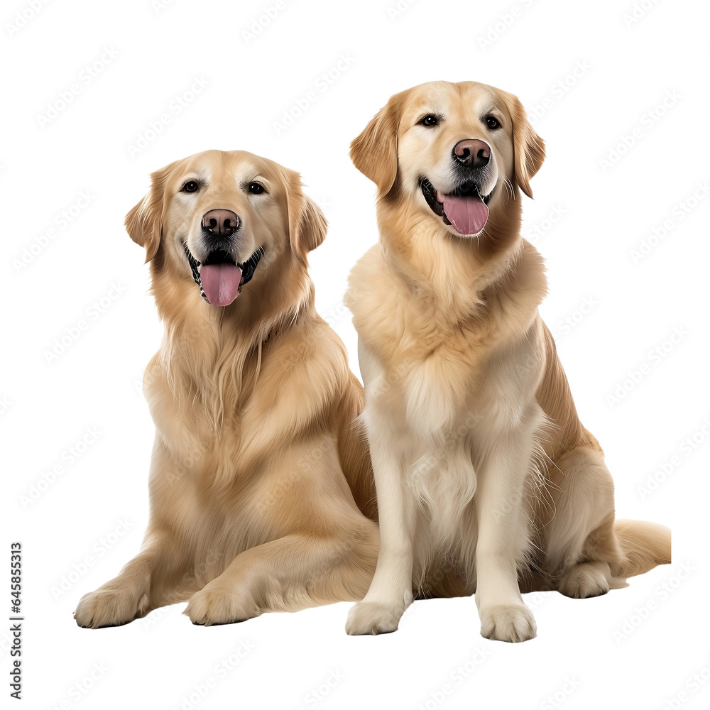 Obraz premium 2 playful golden retrievers isolated