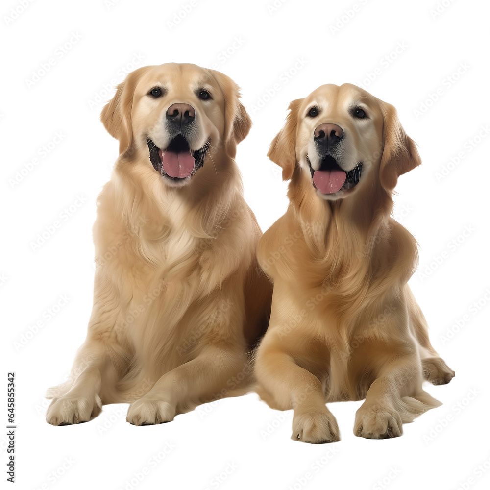 Obraz premium 2 playful golden retrievers isolated
