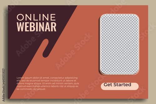 Online webinar template. Great for backgrounds, social media, internet marketing, flyers, banners, internet advertising etc. Editable