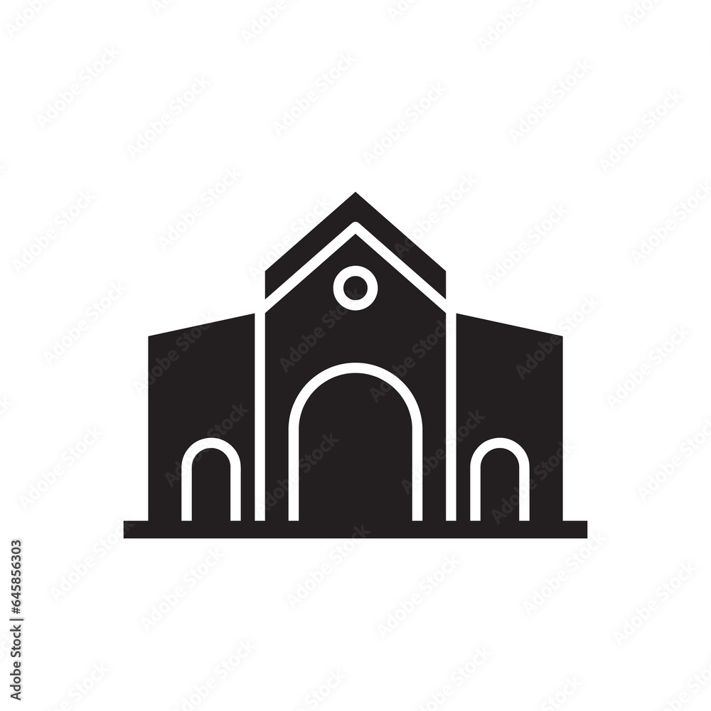 Cathedral building filed icon, Christian church simple flat illustration on white background..eps