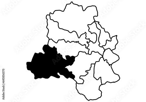 dwarka Delhi  India Map Black Silhouette and Outline Isolated on White...