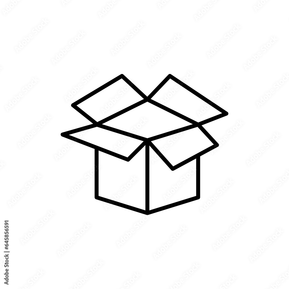 Open parcel box line icon, Packaging cardboard box symbol, flat illustration on white background..eps Open parcel box line icon, Packaging cardboard box symbol, flat illustration on white background..eps