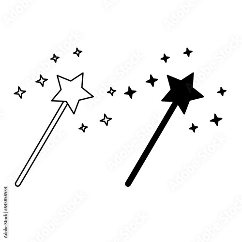 Magic wand outline and filed icon. Fairy wand simple line vector icon. flat illustration on white background..eps