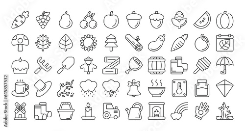 collection of autumn icons. outline icon