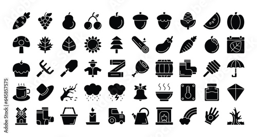 collection of autumn icons. solid icon