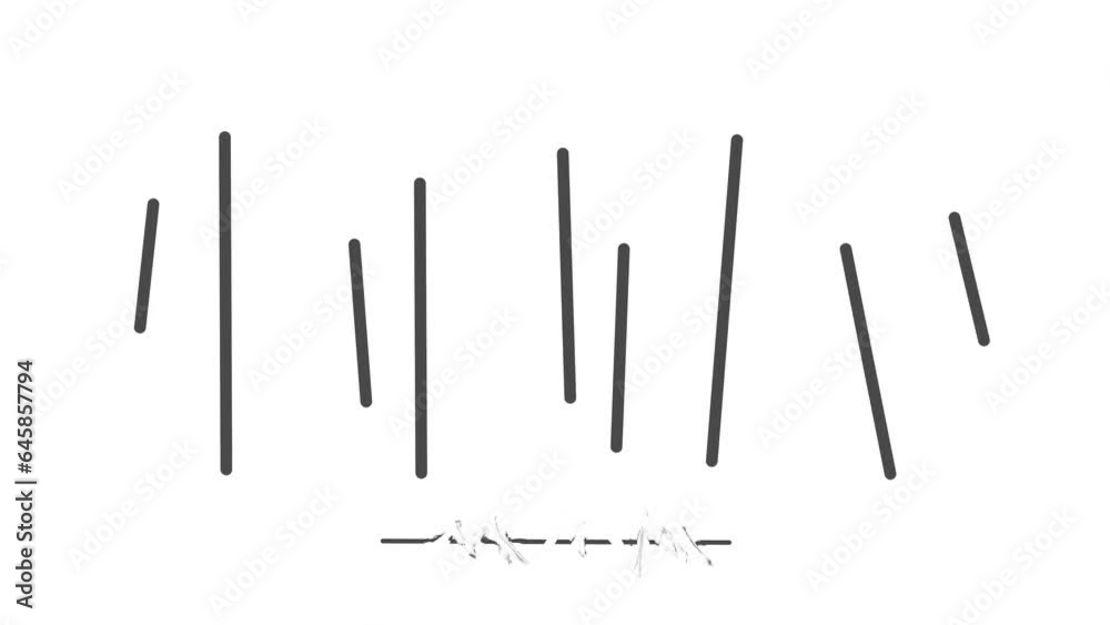 Vertical sticks move and change their length. A strip oscillates beneath them. Vertical sticks move and change their length. A strip oscillates beneath them.