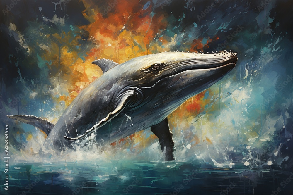 Fototapeta premium Whale Song in The Style of Abstract Expressionism. Creted with Generative AI Technology