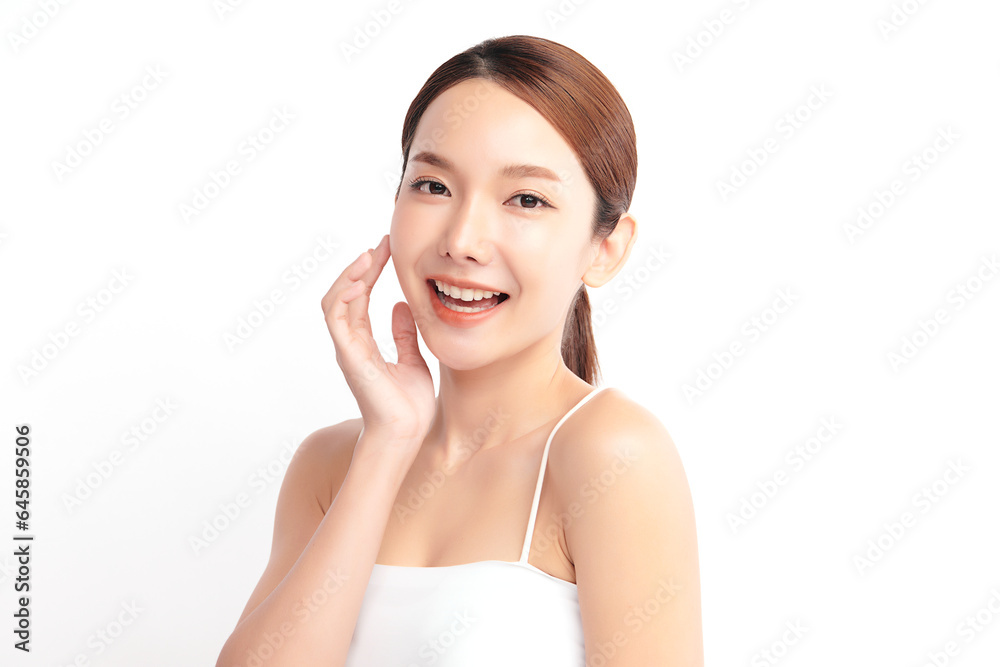 Beautiful young asian woman with clean fresh skin on white background, Face care, Facial treatment, Cosmetology, beauty and spa, Asian women portrait. Beautiful young asian woman with clean fresh skin on white background, Face care, Facial treatment, Cosmetology, beauty and spa, Asian women portrait.