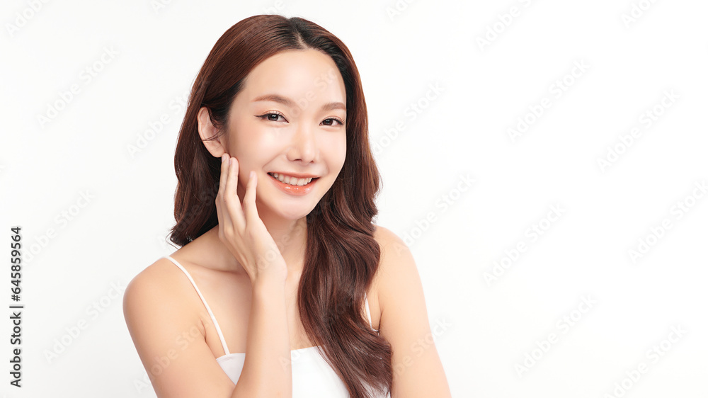 Beautiful young asian woman with clean fresh skin on white background, Face care, Facial treatment, Cosmetology, beauty and spa, Asian women portrait. Beautiful young asian woman with clean fresh skin on white background, Face care, Facial treatment, Cosmetology, beauty and spa, Asian women portrait.