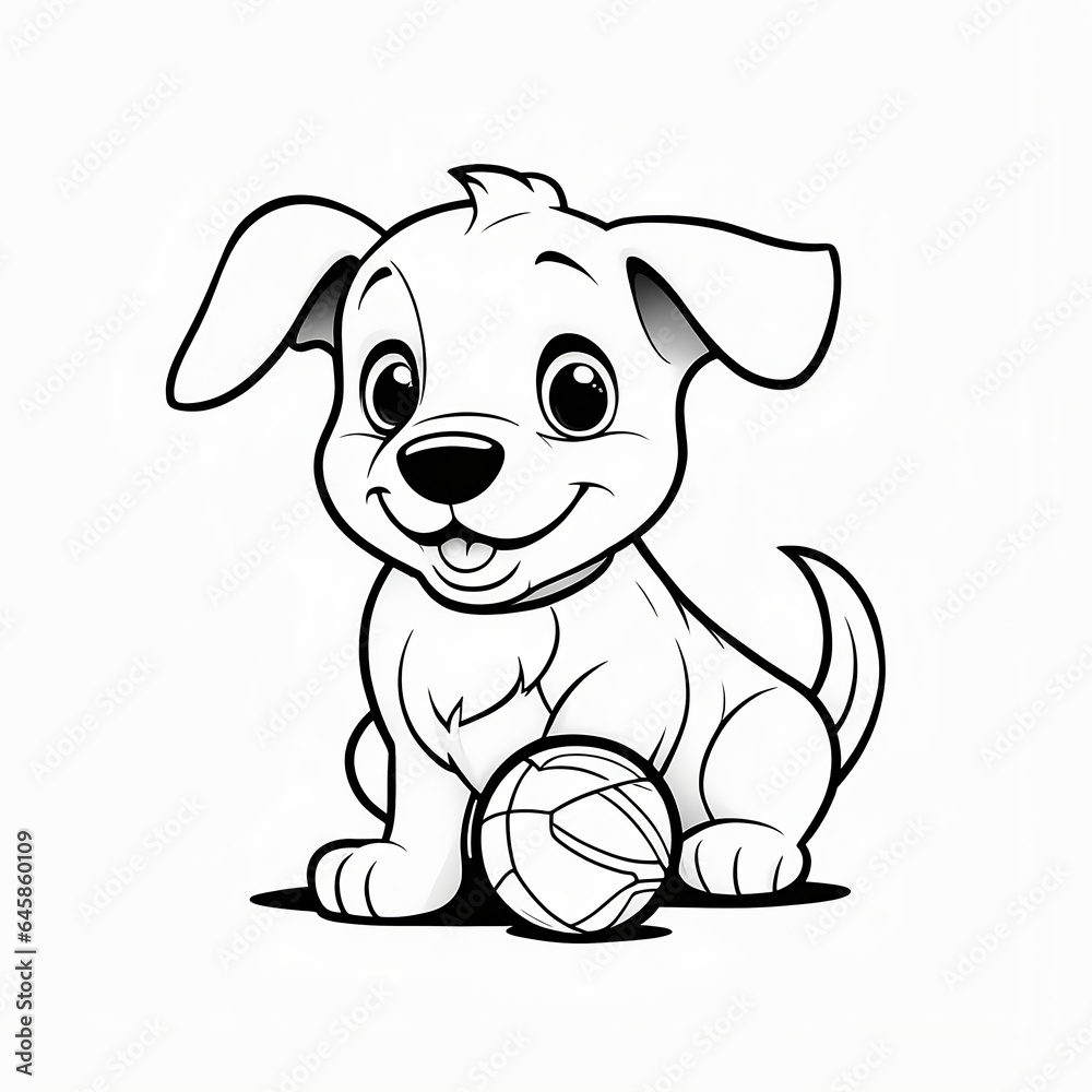 Puppy and Ball Coloring Fun: Kids' 3D Creative Delight Puppy and Ball Coloring Fun: Kids' 3D Creative Delight
