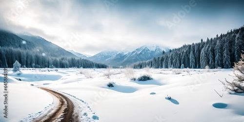 Winter landscape, generative ai