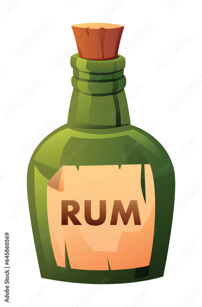 Bottle of rum vector cartoon illustration isolated on white background Bottle of rum vector cartoon illustration isolated on white background