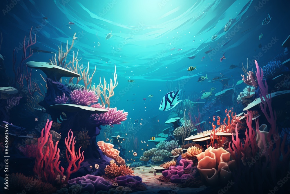 An Illustration of Underwater Wonderland. Creted with Generative AI Technology