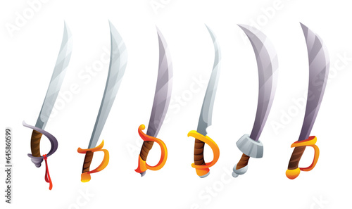 Set of vintage swords vector illustration isolated on white background