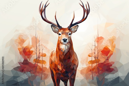 Deer in The Style of Low Poly Art. Creted with Generative AI Technology