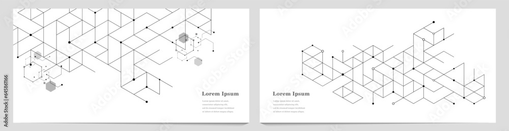 Fototapeta premium 幾何学 抽象 六角形 科学 背景 セット