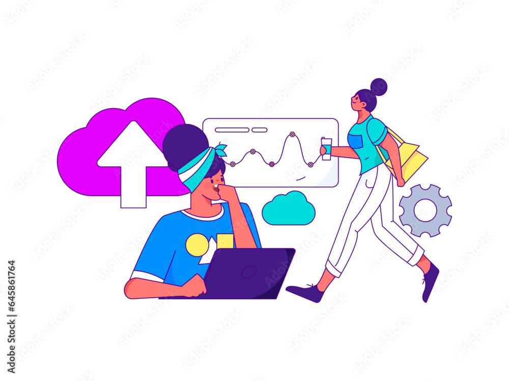 Business People Flat Vector Concept Operation Hand Drawn Illustration
