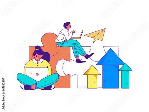 Business People Flat Vector Concept Operation Hand Drawn Illustration
