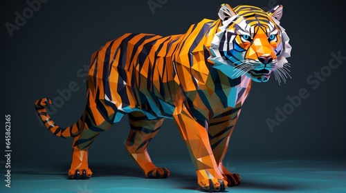 Tiger in The Style of Low Poly Art. Creted with Generative AI Technology © Shamsuddin
