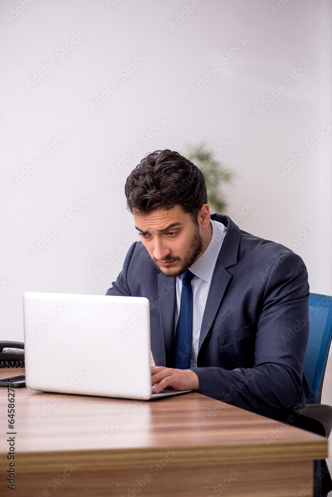 Young male employee working in the office Young male employee working in the office