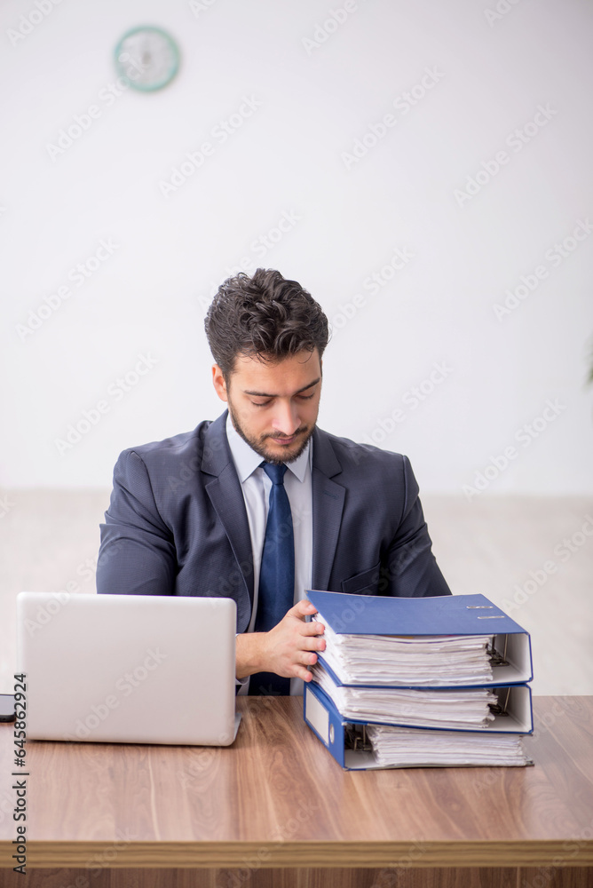 Young male employee working in the office Young male employee working in the office