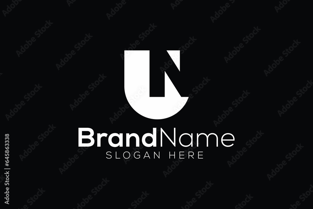 Trendy and minimal letter U N vector logo design