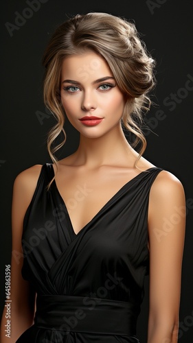 After a beauty salon, a stunning woman emerged with flawless skin and makeup..