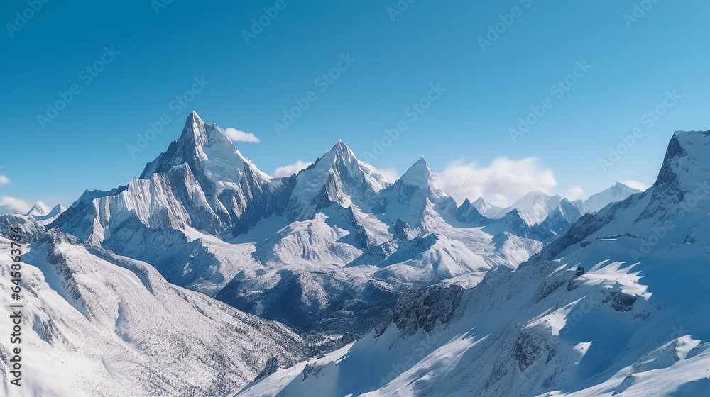 Fototapeta premium Panoramic view of snow-capped mountains