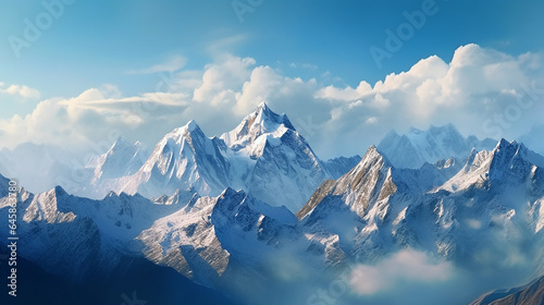 Panoramic view of snow-capped mountains © alionaprof