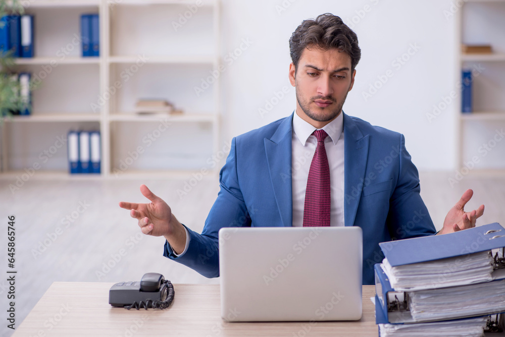 Young male employee working in the office Young male employee working in the office