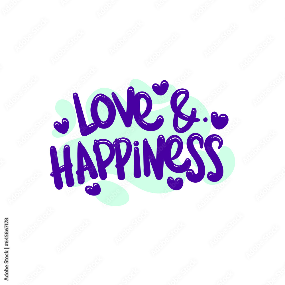 love and happiness people quote typography flat design illustration