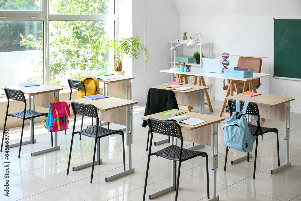 Interior of stylish modern empty classroom