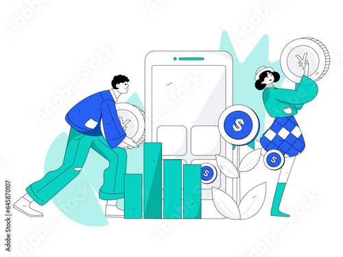Internet financial management investment flat vector concept operation hand drawn illustration
