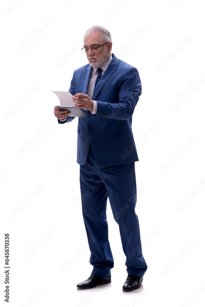 Old businessman isolated on white Old businessman isolated on white