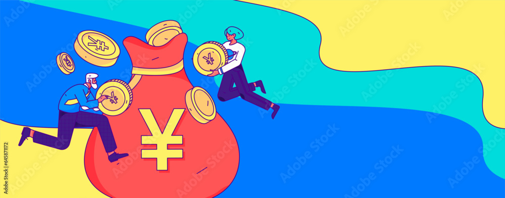 Naklejka premium Internet financial management investment flat vector concept operation hand drawn illustration 