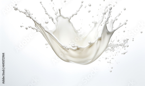Splash milk isolated on background, liquid or yogurt splash, 3D, with white background Ai Image generative