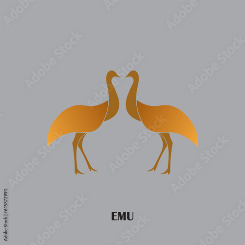 Vector logo design of emu bird