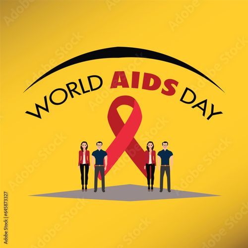 gold color background World AIDS day ribbon, icon, vector, template, logo, trendy, flat, design