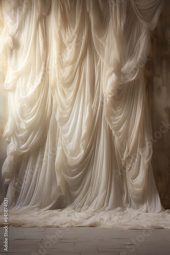 Photography backdrop. Multiple layers cascading to the floor - chiffon textured - generative ai