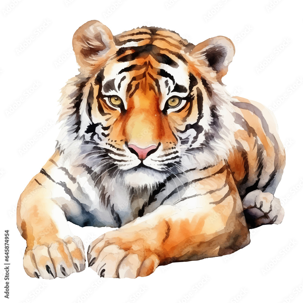 Fototapeta premium tiger watercolor illustration, generative AI