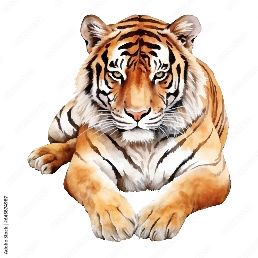 Fototapeta premium tiger watercolor illustration, generative AI