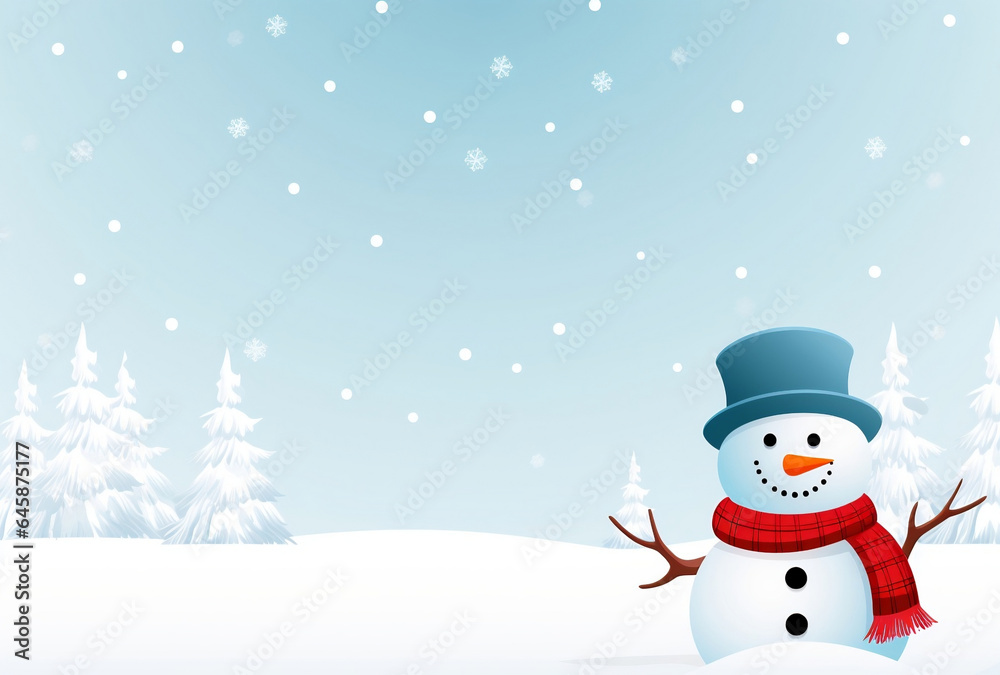 winter banner design with snowman background, AI Generated Images