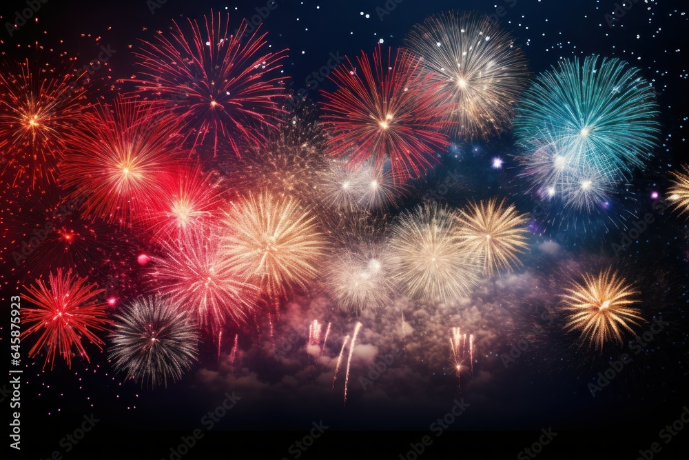 New Year Celebration Backdrop Template Illustration. Generative AI. New Year Celebration Backdrop Template Illustration. Generative AI.
