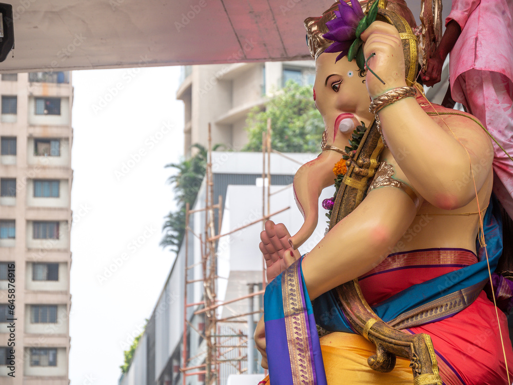 Big statues of Lord Ganesha during Ganesh Visarjan Big statues of Lord Ganesha during Ganesh Visarjan