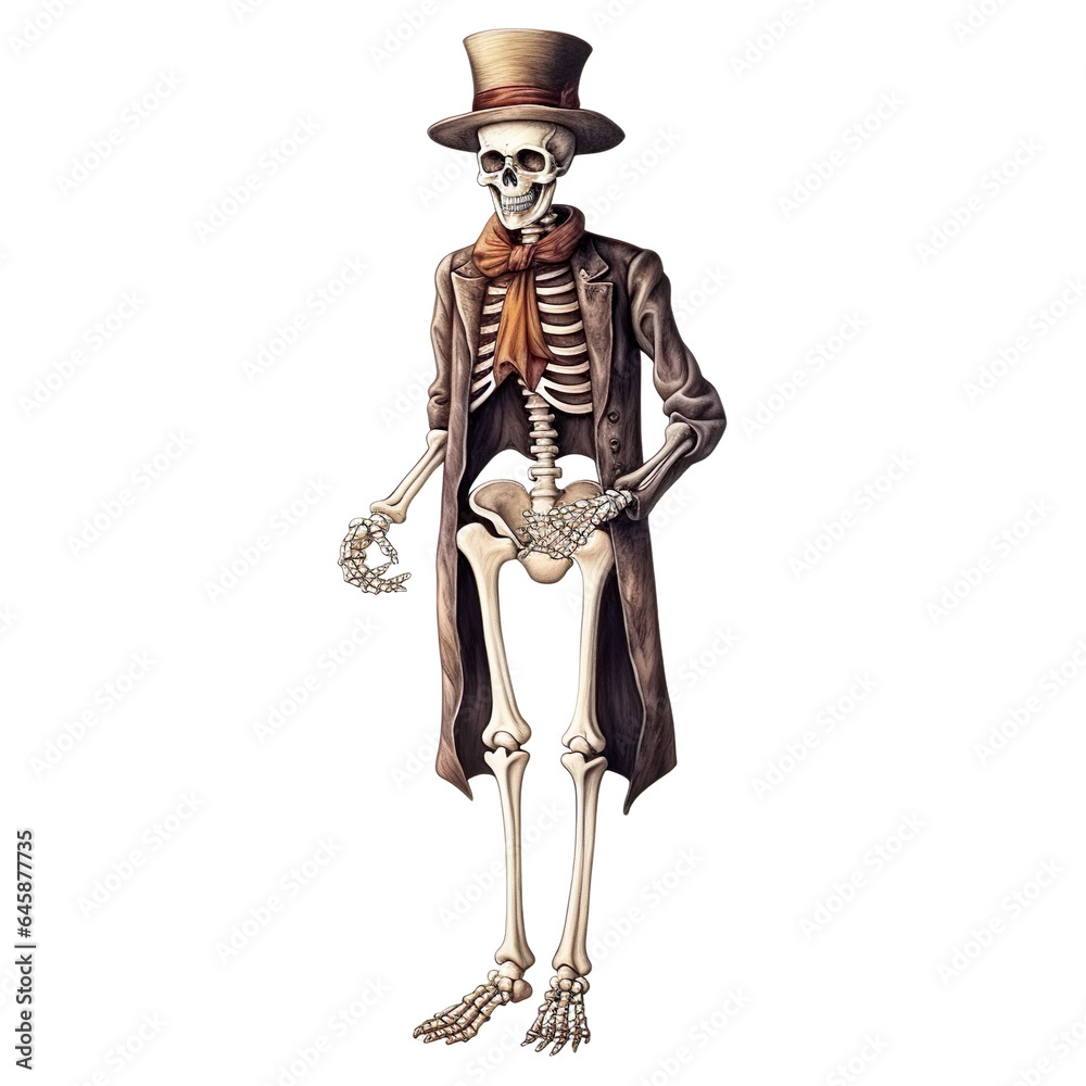 Fototapeta premium 2d illustrations of Halloween design elements - skeleton