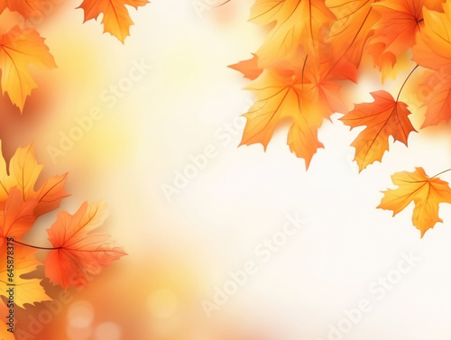 Fall leaves background border with oranges and yellows