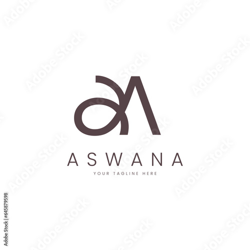 A logo design template vector illustration in line art style. Simple vector logo brand for apparel, fashion, boutique, business and company