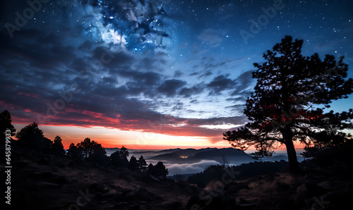Astrophotography background photograph at night with milkyway shot from top cliff Ai Image generative