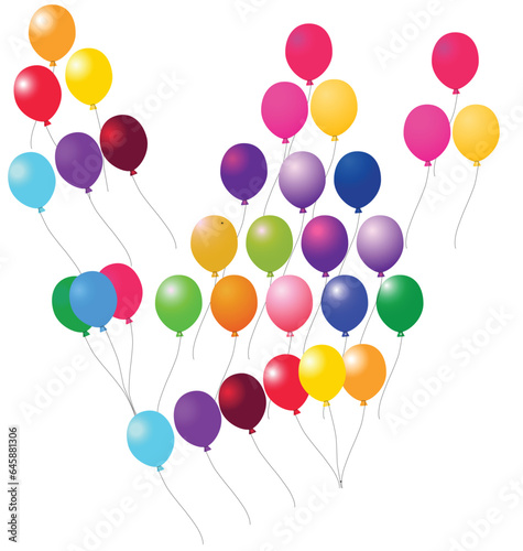 Balloons - Editable colorful vector elements for various parties and celebrations. Different festive compositions for a child s party  a birthday  or a special event.